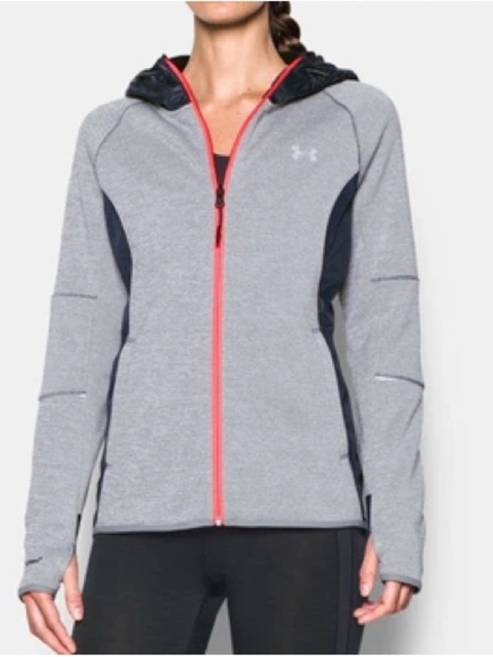 Under Armour Women's Light Gray Hooded Utility Jacket with Coral Zip